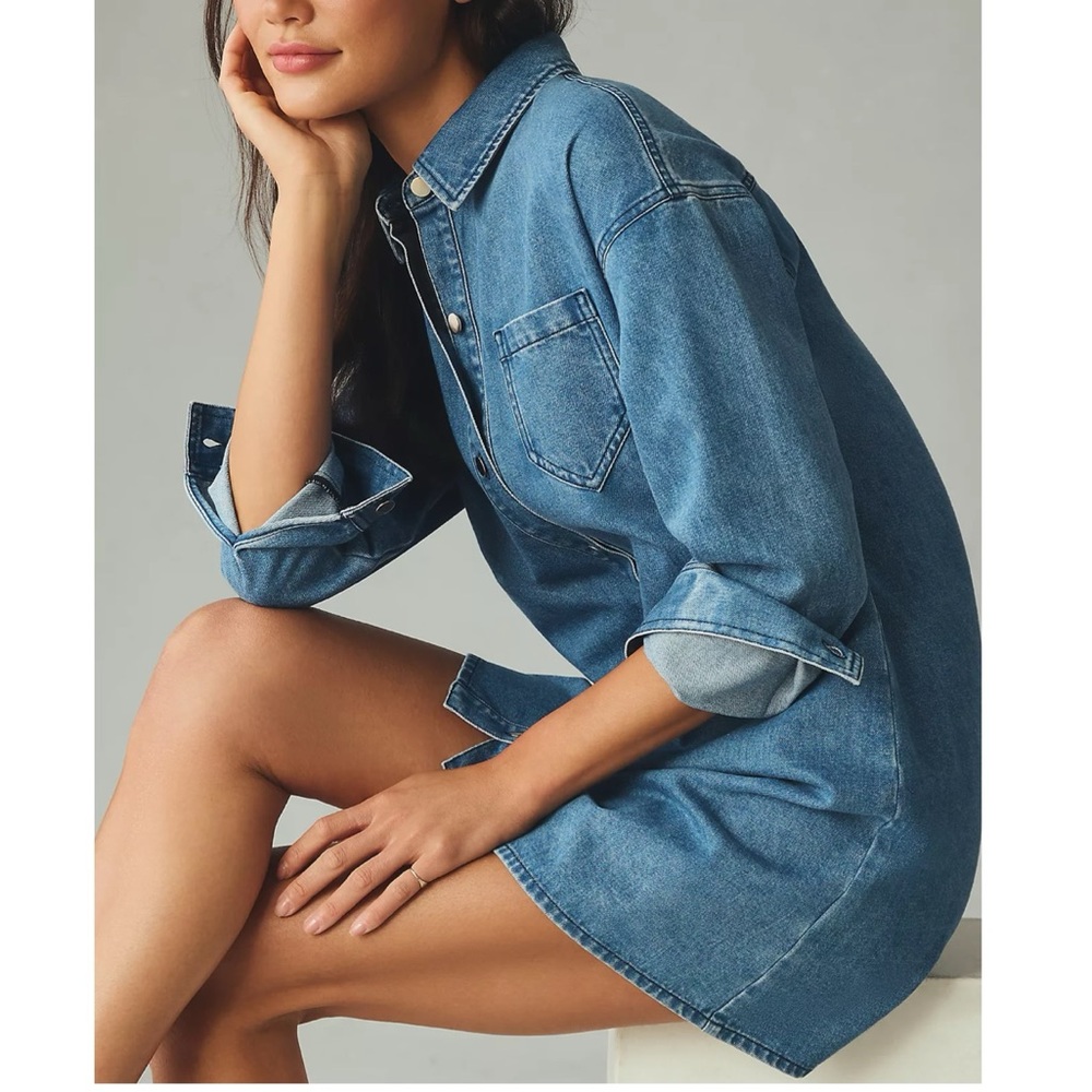 Mare Mare x Anthropologie Denim Shirt Dress🎉🎉 - Picture 2 of 3